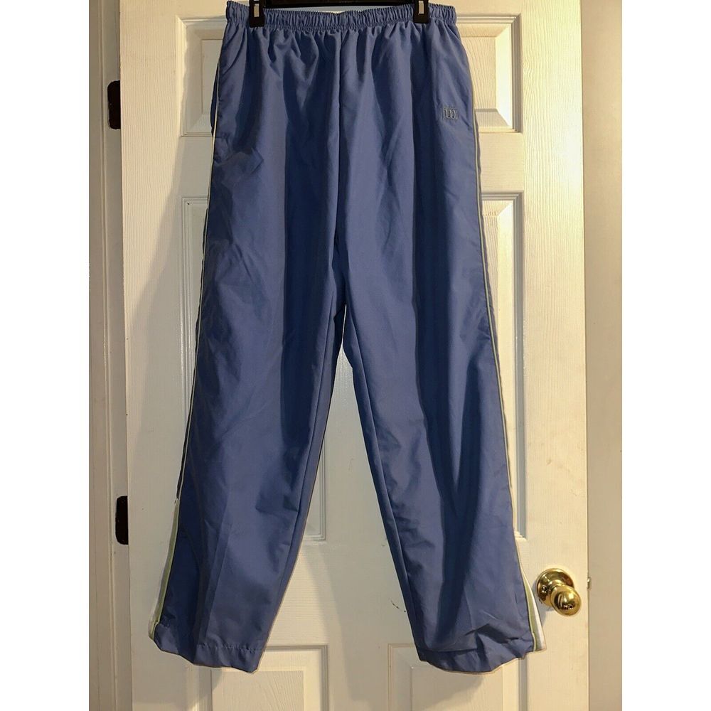 Vintage Wilson Athletics Blue Green Side Stripe Windbreaker Track Pants Size XL